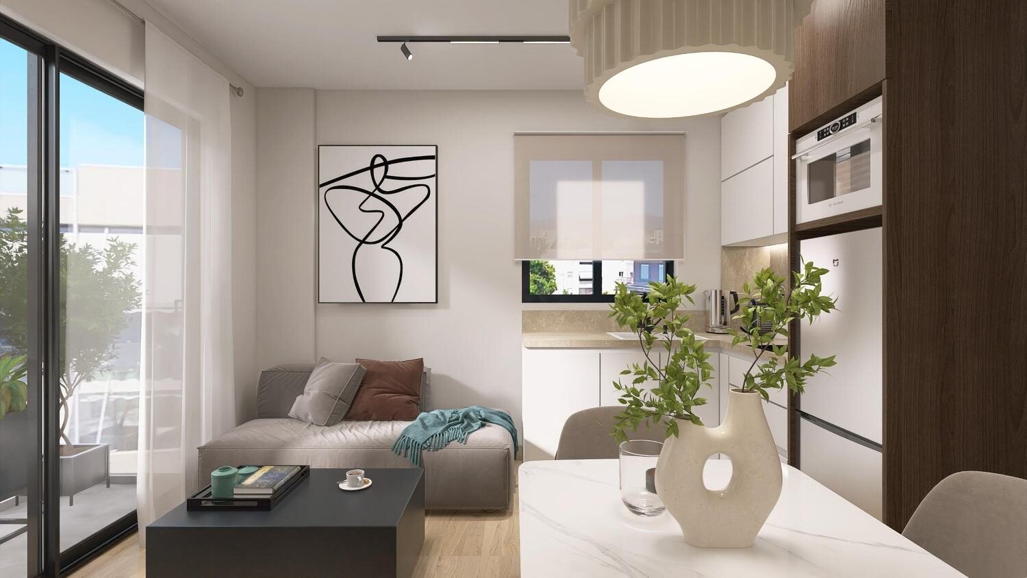Oturma odası ve balkon