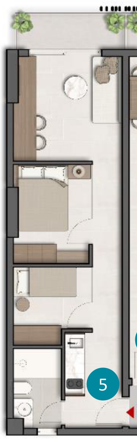 İki yatak odalı plan